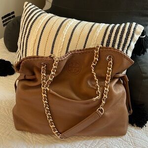 Tory Burch Marion slouchy leather shoulder bag.